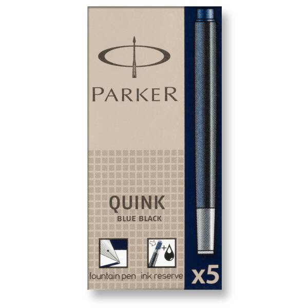 Parker Tintenpatrone Quink Packung mit 5 Stück, schwarz/blau