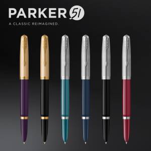 Parker 51 Füllfederhalter mit Laser-Gravur Edelharzgehäuse Edelstahlkappe - Farbe wählbar: