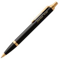 PARKER Schreibset IM Black Lacquer G.C. mit Gravur Tintenroller und Kugelschreiber mit Geschenk-Etui