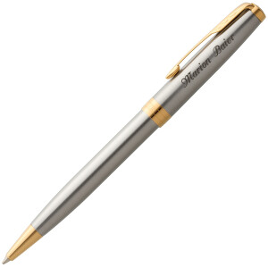 PARKER Schreibset SONNET STAINLESS STEEL G.C. mit Gravur Tintenroller und Kugelschreiber mit Geschenk-Etui