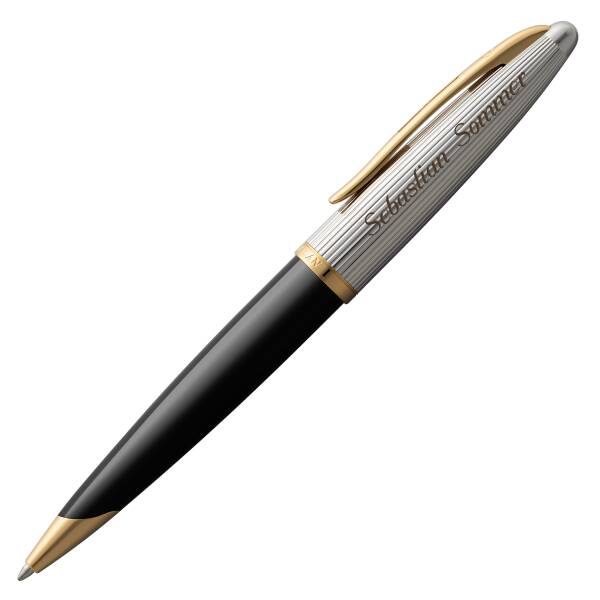 WATERMAN Kugelschreiber CARENE Deluxe Schwarz silber plattiert G.C. S0700000 mit persönlicher Laser-Gravur