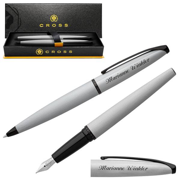 CROSS Schreibset ATX Kugelschreiber Füllfederhalter mit Laser-Gravur - Farbe wählbar: