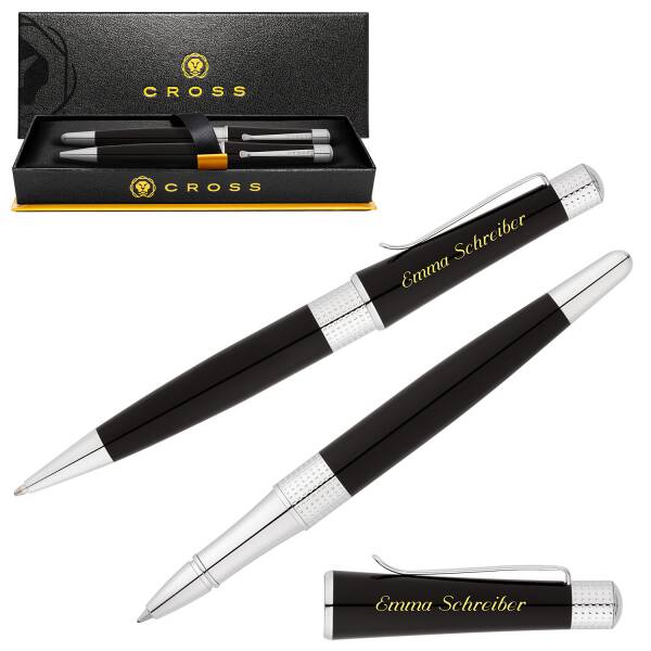 CROSS Schreibset BEVERLY Kugelschreiber Tintenroller mit Laser-Gravur - Farbe wählbar: