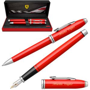 Ferrari Schreibset Cross Townsend mit Laser-Gravur Füllfederhalter und Kugelschreiber Rhodium beschichtete Beschläge - Farbe wählbar