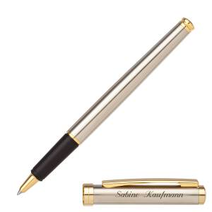 Senator Schreibset DELGADO CLASSIC STEEL 6100 Kugelschreiber Tintenroller mit persönlicher Gravur