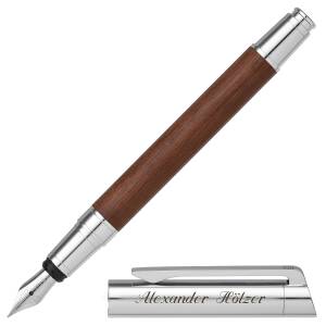 Senator Schreibset TIZIO 6252 Nussbaumholz Kugelschreiber Füller mit persönlicher Gravur und Geschenk-Etui