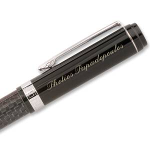 LOGIC-Etui mit SCHREIBSET CARBON MÄANDER 2-teilig Kugelschreiber Tintenroller, optional mit Gravur
