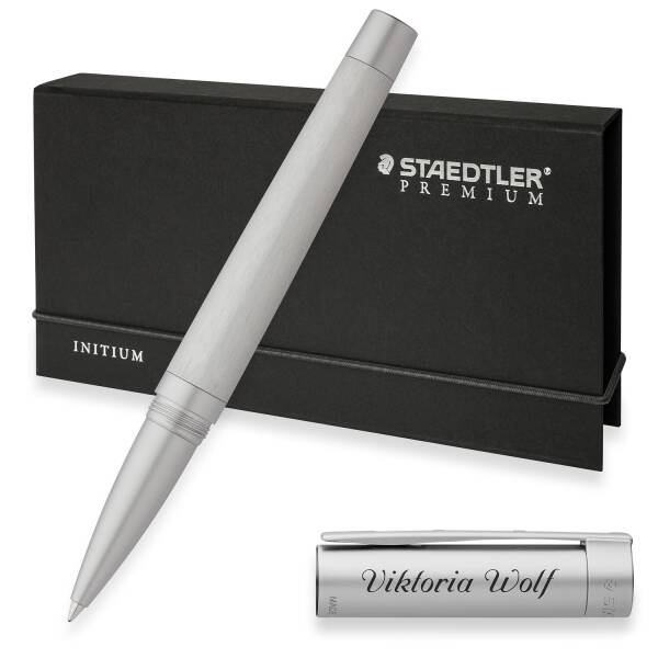 STAEDTLER Premium Tintenroller Initium Metallum mit persönlicher Laser-Gravur Aluminium natur eloxiert
