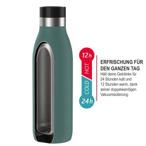 Emsa Trinkflasche Bludrop mit Rund-Gravur gelasert Edelstahl vakuumisoliert - Größe wählbar:
