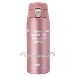 Emsa Thermobecher Travel Mug Light 0,4 L mit persönlicher Rund-Gravur gelasert und Flip-Deckel Verschluss