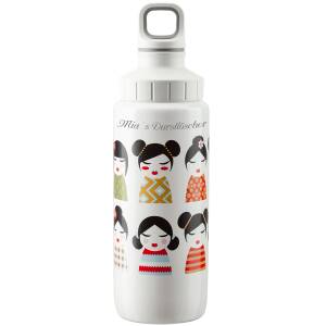 Emsa Trinkflasche Drink2Go Light Steel 600 ml Adult Geisha mit Laser-Gravur Schraubverschluss Edelstahl auslaufsicher