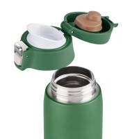 Emsa Thermobecher Travel Mug Light 0,4 L Grün mit persönlicher Rund-Gravur gelasert und Flip-Deckel Verschluss