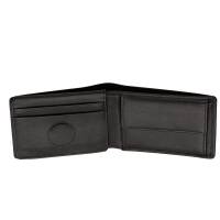 Cadenis Herren Geldbörse mit persönlicher Laser-Gravur aus Rindsleder schwarz Quer 10,5 x 7,0 cm Portemonnaie Compact