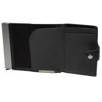 Cadenis Slim Wallet Elegance mit Laser-Gravur RFID-Schutz für bis zu 10 Kreditkarten Leder Schwarz hoch 10 x 7 cm
