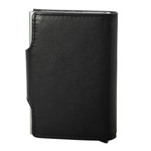 Cadenis Slim Wallet Elegance II mit Laser-Gravur RFID-Schutz für bis zu 10 Kreditkarten Leder Schwarz hoch 10 x 7 cm