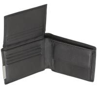 Cadenis Herren Geldbörse Brieftasche Leder mit Laser-Gravur aus Rindnappa schwarz Querformat 12 x 9,5 cm