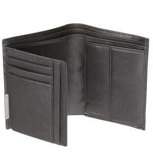 Cadenis Herren Leder Geldbörse Brieftasche mit Laser-Gravur aus Rindnappa schwarz Hochformat 12,5 x 10 cm