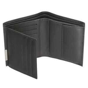 Cadenis Herren Geldbörse Portemonnaie Leder mit Laser-Gravur aus Rindnappa schwarz Hochformat 11 x 9 cm