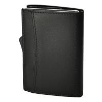 Cadenis Slim Wallet mit Laser-Gravur RFID-Schutz für bis zu 8 Kreditkarten Leder Schwarz hoch 10 x 7 cm