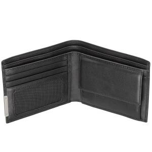 Cadenis Herren Geldbörse Portemonnaie Leder mit Laser-Gravur aus Rindnappa schwarz Querformat 12 x 10,5 cm