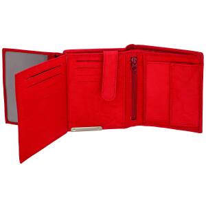 Cadenis Herren-Geldbörse mit Laser-Gravur Rindsleder Antik-Look Rot hoch 12 x 9,5 cm