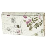 Cadenis Damen-Geldbörse Vintage Rose Weiß mit Laser-Gravur quer 19,5 x 10 cm
