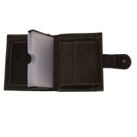 Cadenis RFID Herren-Geldbörse mit Laser-Gravur Büffelleder Schwarz XXL-Kreditkartentasche hoch 10,5 x 9 cm