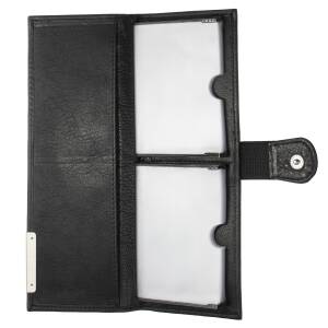 Cadenis RFID XXXL-Kreditkartenetui mit Laser-Gravur aus naturbelassenem* Rindsleder Schwarz hoch 21 x 8 cm