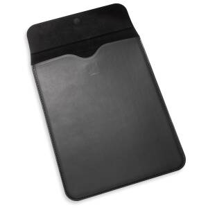 Cadenis Tablet-Hülle mit persönlicher Laser-Gravur Tablet-Schutztasche in Leder-Optik schwarz mit Gun-Metal-Veredelung 26 x 20 cm