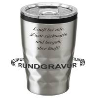 Cadenis Thermobecher Office Cup Aroma 380 ml verschließbar mit Rund-Gravur Edelstahl, Farbe wählbar: