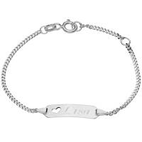 Schmuck-Pur 925/- Silber Babyarmband Mädchen ID Armband mit Herz 12 cm/14 cm mit Wunsch-Gravur (6 Zeichen)