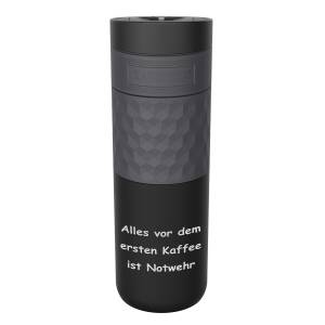 Kambukka Thermobecher Etna Grip Black Steel 500ml personalisiert mit Rund-Gravur | 3 in 1 Snapclean®-Deckel auslaufsicher | Kaffee- und Tee-Becher to go aus Edelstahl isoliert
