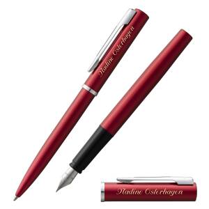 Waterman Schreibset Allure Kugelschreiber und Füllfederhalter mit persönlicher Laser-Gravur - Farbe wählbar: - Rot C.C. (2068193 + 2068194)