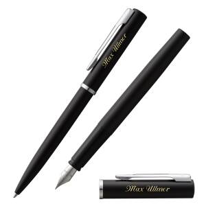 Waterman Schreibset Allure Kugelschreiber und Füllfederhalter mit persönlicher Laser-Gravur - Farbe wählbar: - Schwarz C.C. (2040953 + 2040952)