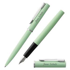 Waterman Schreibset Allure Kugelschreiber und Füllfederhalter mit persönlicher Laser-Gravur - Farbe wählbar: - Pastellgrün (2105378 + 2105376)