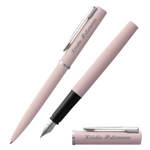 Waterman Schreibset Allure Kugelschreiber und Füllfederhalter mit persönlicher Laser-Gravur - Farbe wählbar: - Pastellpink (2105375 + 2105373)