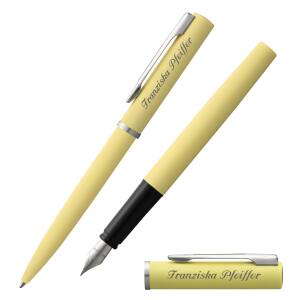 Waterman Schreibset Allure Kugelschreiber und Füllfederhalter mit persönlicher Laser-Gravur - Farbe wählbar: - Pastellgelb (2105384 + 2105382)