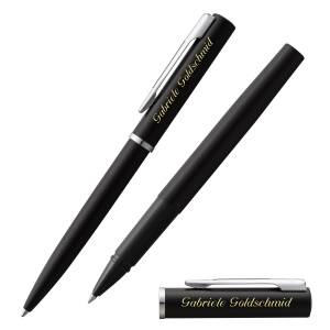 Waterman Schreibset Allure Kugelschreiber und Tintenroller mit persönlicher Laser-Gravur - Farbe wählbar: - Schwarz C.C. (2040953 + 2146102)