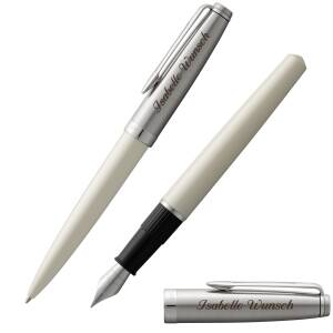 WATERMAN Schreibset EMBLEME Füllfederhalter und Kugelschreiber mit persönlicher Laser-Gravur - Farbe wählbar: - Ivory C.C.