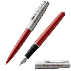 WATERMAN Schreibset EMBLEME Füllfederhalter und Kugelschreiber mit persönlicher Laser-Gravur - Farbe wählbar: - Rot C.C.