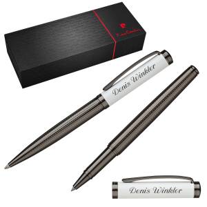 Pierre Cardin Schreibset MARIGNY Kugelschreiber Tintenroller mit Laser-Gravur - Farbe wählbar - MARIGNY Weiß (B0101500IP3 + B0300900IP3)
