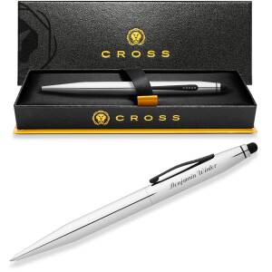 CROSS Kugelschreiber Stylus Pen TECH2 Collection mit persönlicher Laser-Gravur - Farbausführung wählbar - Stylus Pen TECH2 Glanzchrom (AT0652-2-CR)