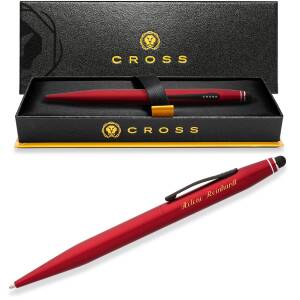 CROSS Kugelschreiber Stylus Pen TECH2 Collection mit persönlicher Laser-Gravur - Farbausführung wählbar - Stylus Pen TECH2 Metallic-Rot (AT0652-8-CR)