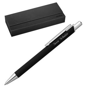 Senator Kugelschreiber Arvent Soft Touch mit Laser-Gravur und Geschenk-Etui - Farbe wählbar - schwarz
