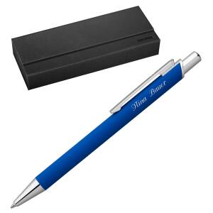 Senator Kugelschreiber Arvent Soft Touch mit Laser-Gravur und Geschenk-Etui - Farbe wählbar - blau