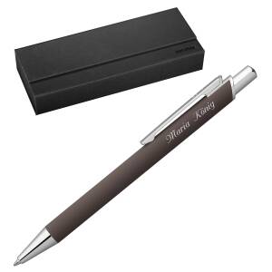 Senator Kugelschreiber Arvent Soft Touch mit Laser-Gravur und Geschenk-Etui - Farbe wählbar - Taupe