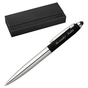 Senator Kugelschreiber Nautic Touch Pad Pen mit Laser-Gravur und Geschenk-Etui - Farbe wählbar - - schwarz-chrom