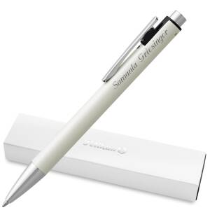 Pelikan Kugelschreiber SNAP mit Laser-Gravur Aluminium - Farbe wählbar - weiß metallic