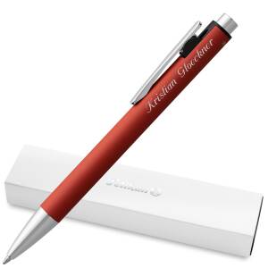 Pelikan Kugelschreiber SNAP mit Laser-Gravur Aluminium - Farbe wählbar - rot matt