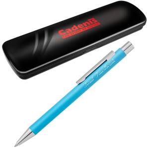 Cadenis Metall Kugelschreiber STRAIGHT SI mit persönlicher Hochglanz-Gravur - Farbe wählbar - Himmelblau
